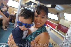 Joann and Darwin aboard tender boat to Cayo Levantado.jpg