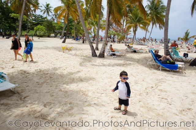 Darwin in sunglasses looks around at Cayo Levantado beach.jpg