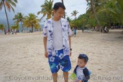 Darwin stands next to daddy at Cayo Levantado.jpg